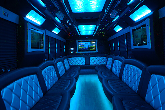 34 passenger party bus interior